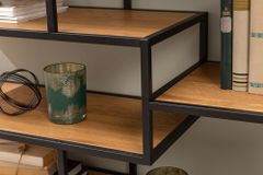 Industrial Bücherregal SLIM LINE 114cm Wildeiche schwarz fünf Regalböden