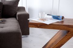 Massivholz Beistelltisch Z 45cm braun Sheesham stone finish einzigartige Maserung