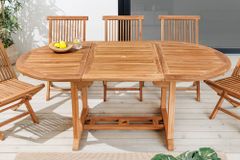 Ausziehbarer Gartentisch EMPIRE TEAK 120-180cm natur Massivholz oval
