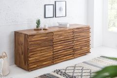 Massivholz Sideboard RELIEF 160cm braun Sheesham stone finish Kommode mit Schubladen