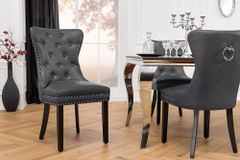 Chesterfield Stuhl CASTLE schwarz Kunstleder Massivholz mit Komfortgriff