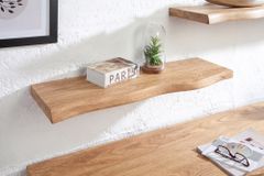 Massives Wandregal GRAND OAK 80cm natur geöltes Eichenholz Baumkante handmade