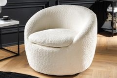 Drehbarer Design Sessel ALPINE beige Bouclé 360° mit Armlehnen