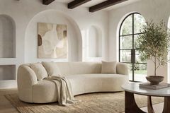 Modernes Sofa ATELIER 230cm beige Bouclé 3-Sitzer Couch inkl. Kissen