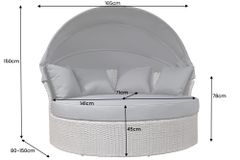 Outdoor Sonneninsel PLAYA LIVING 165cm grau Polyrattan Aluminium inkl. Kissen wetterfest