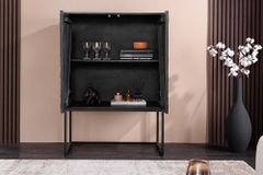 Design Highboard ORBIT 120cm schwarz Mangoholz mit 3D-Front Metall