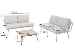 Outdoor Lounge Sitzgruppe MOBILE MODULAR greige mit Tisch wetterfest