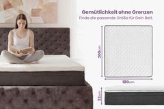 Bequeme Matratze mit Topper CLOUD FLEX 180x200cm dunkelgrau Tonnentaschenfederkern 9-Zonen
