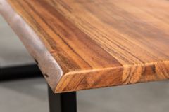 Massivholz Couchtisch MAMMUT 120cm Akazie natur V-Gestell schwarz 2,5cm Tischplatte