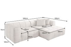 Modernes Sofa ZERO GRAVITY 240cm beige Cord 3-Sitzer Couch