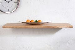 Massives Wandregal GRAND OAK 115cm natur geöltes Eichenholz Baumkante handmade