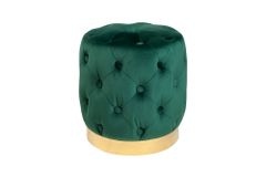 Design Hocker MODERN BAROCK 40cm dunkelgrün gold Samt Chesterfield