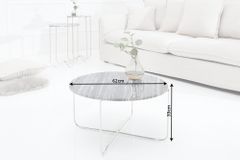 Exklusiver Couchtisch NOBLE 65cm grau echter Marmor rund silber Metall