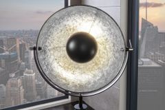Industrial Stehlampe STUDIO 150cm schwarz Blattsilber-Optik neigbarer Schirm