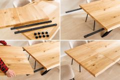 2er Set Ansteckplatten WILD OAK 50cm natur Wildeiche geölt Massivholz Esstisch Verlängerung Baumkante