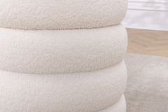 Runder Polsterhocker VOGUE 40cm weiß Bouclé mit Stauraum