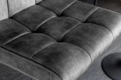 Höhenverstellbarer Barhocker MODENA grau Samt Metall schwarz drehbar