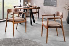 Design Stuhl KENNEDY braun massives Sheeshamholz mit Polstersitz Microfaser