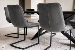 Freischwinger Stuhl MIAMI grau Cord matt schwarz Metallgestell