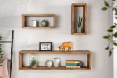Massives Wandregal 3er Set HEMINGWAY 94cm braun aus Mangoholz