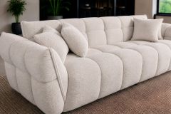 XXL Sofa CLOUD 260cm beige Bouclé Tweed Soft Bigsofa Federkern inkl. Kissen