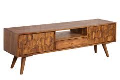 Massives TV-Board MYSTIC LIVING 140cm braun Sheesham Massivholz stone finish 3D -Front