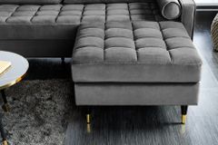 Design Hocker COZY VELVET 80cm grau Samt goldene Füße