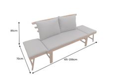 Outdoor Garten Sitzbank MODULAR 200cm natur grau Akazie inkl. Kissen klappbar