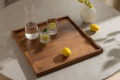 Massives Tablett MAKASSAR 50cm braun Mangoholz honey finish handmade