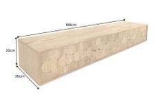 Hängendes TV-Board MYSTIC LIVING 160cm Akazie natur 3D Oberfläche Massivholz