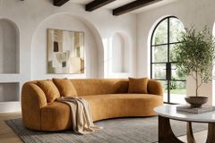 Organisches Sofa ATELIER 230cm senfgelb Samt 3-Sitzer Couch inkl. Kissen
