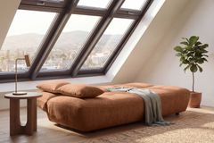 Modernes Schlafsofa ELYPSE 200cm rostbraun Chenillestoff 3-Sitzer Couch inkl. Kissen