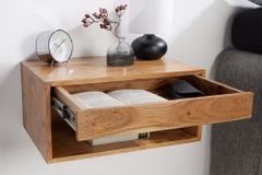 Hängender Nachttisch PURE 50cm braun Akazie Massivholz honey finish Schublade