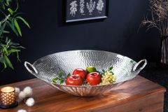 Handgearbeitete Deko Schale ORIENT 55cm silber Metall Hammerschlag Design