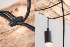 Industrial Hängelampe BARRACUDA 70cm recyceltes Massivholz mit 3 Leuchten