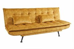 Schlafsofa JAZZ 190cm senfgelb Samt 3-Sitzer Couch