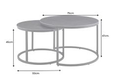 Rundes 2er Set Couchtische ELEGANCE 75cm anthrazit Keramik schwarz Metall