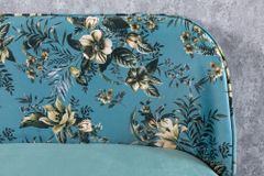 Design Bank PRÊT-À-PORTER türkis Samt florales Muster und goldene Fußkappen