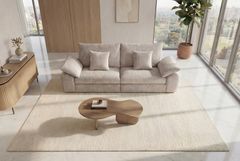 Stilvolles Sofa SOHO 225cm beige Chenille 3-Sitzer Couch mit Wellenunterfederung