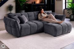 XXL Sofa CLOUD 260cm grau Vogue Samtstoff Bigsofa Federkern inkl. Kissen