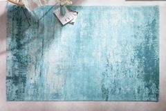 Vintage Teppich MODERN ART 240x160cm türkis beige verwaschen Used Look