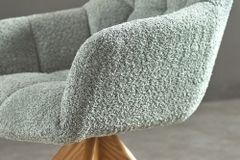 Drehbarer Stuhl PAPILLON salbei Bouclé natur Eiche Massivholz mit Armlehne