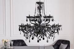Design Kronleuchter BLACK CRYSTAL XL 80cm schwarz Acryl 15-armig Lüster