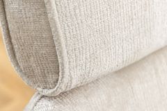 Drehbarer Retro Stuhl UNIQUE champagner beige Chenille Metallbeine mit Armlehne