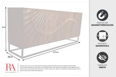 Massives Sideboard SCORPION 180cm braun Mangoholz aufwendige 3D Schnitzereien