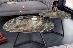 Moderner Couchtisch MARVELOUS 90cm taupe Marmor Keramik made in Italy