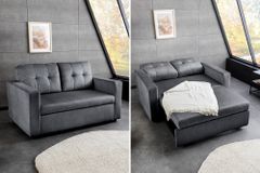 Sofa mit Schlaffunktion SMART 140cm grau hochwertiger Vogue Seiden Samtstoff
