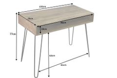 Massiver Schreibtisch SCORPION 100cm natur Mangoholz Hairpin Legs
