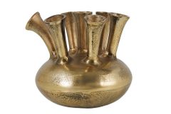 Handgefertigte Vase KIYA 35cm gold mit sieben Öffnungen Blumenvase
