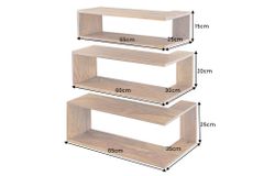 Massives 3er Set Wandregale SURREAL 65cm braun stone finish Außenecke Sheesham